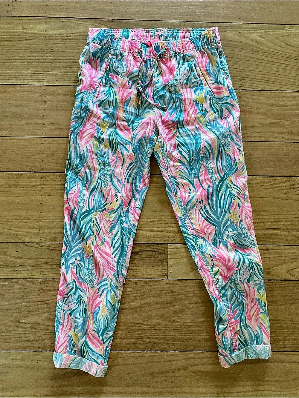 Lilly Pulitzer Taron Linen Pant Pink & Blue Small